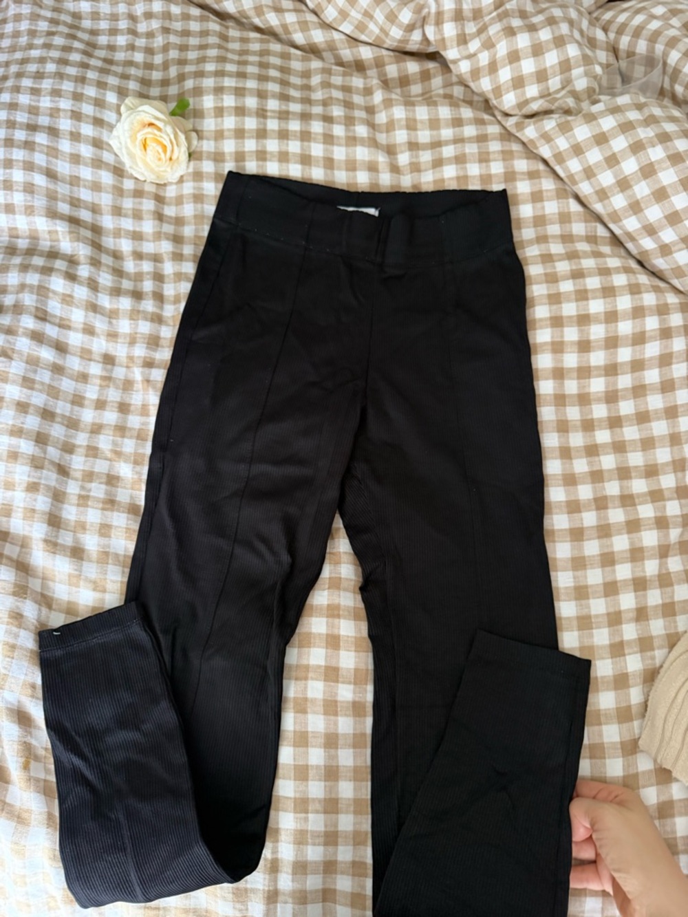Bershka Black Ribbed Crewneck Top